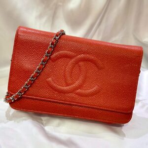 CHANEL A48654  キャビアスキン ココマーク チェーンウォレット