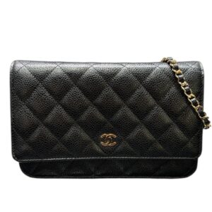 CHANEL 33814 タイムレスクラシック キャビアスキン ブラック×ボルドー
