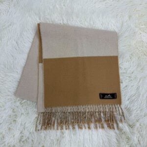 エルメス Hermès カシミアマフラー ブラウン×ベージュ