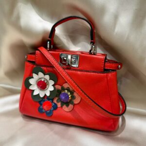 FENDI フェンディ 8M0355 マイクロピーカブー フラワーモチーフ レッド