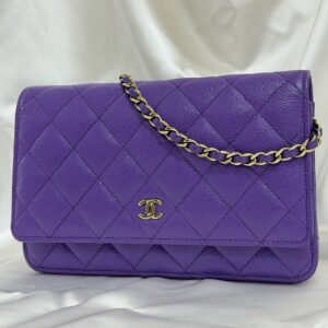 シャネル CHANEL AP0250 マトラッセチェーンウォレット パープル×ゴールド金具
