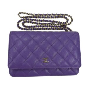 シャネル CHANEL AP0250 マトラッセチェーンウォレット パープル×ゴールド金具