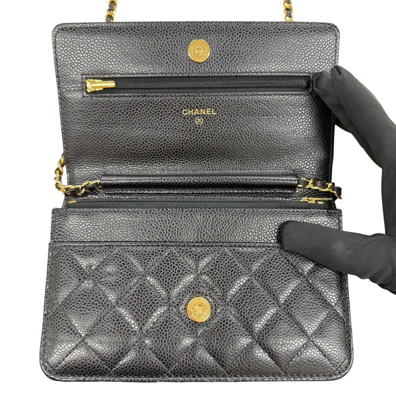 シャネル CHANEL AP0250 マトラッセチェーンウォレット 29番台(2019年頃) ブラック×ゴールド金具 - 画像 (10)