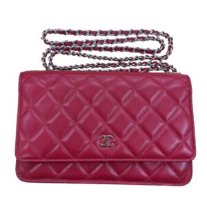 シャネル CHANEL A33814 マトラッセ チェーンウォレット レッド