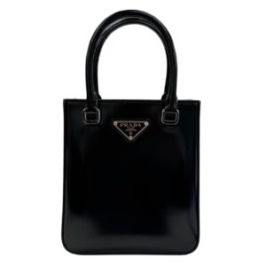 プラダ PRADA 1BA331 トライアングルロゴ スモールブラッシュド トート ブラック