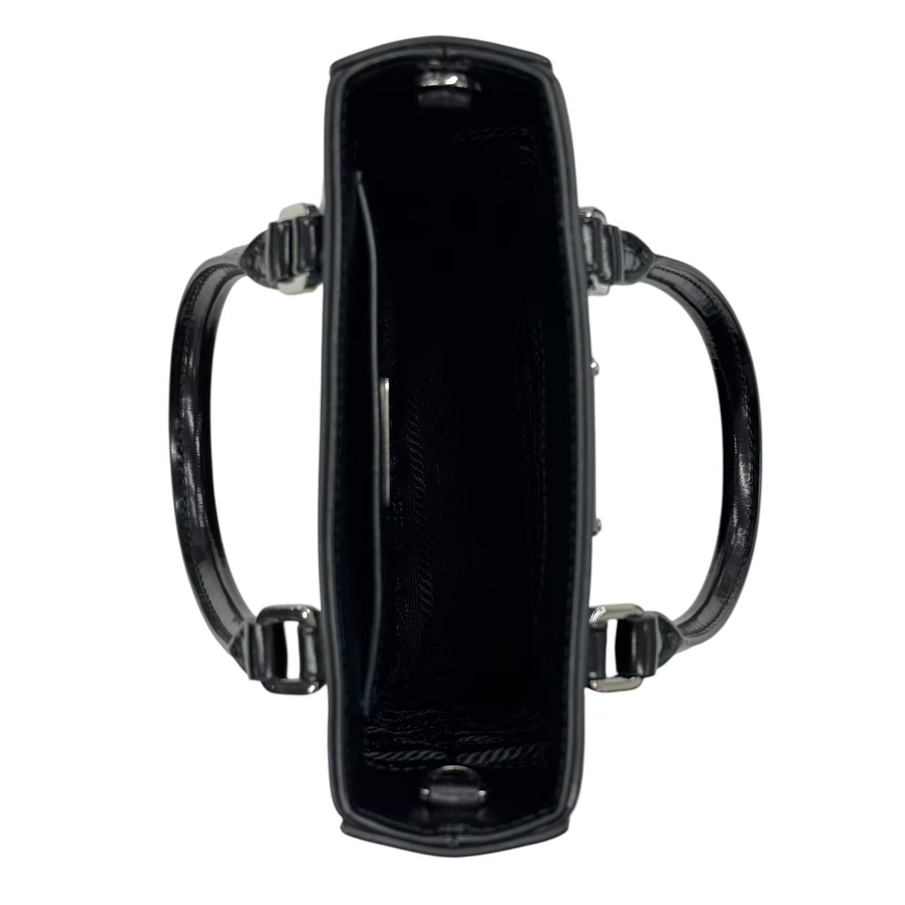 プラダ PRADA 1BA331 トライアングルロゴ スモールブラッシュド トート ブラック - 画像 (6)