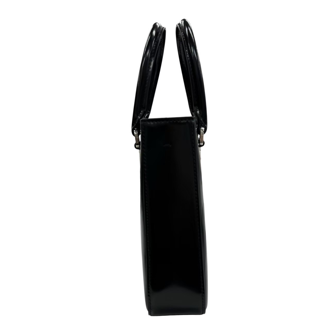 プラダ PRADA 1BA331 トライアングルロゴ スモールブラッシュド トート ブラック - 画像 (4)