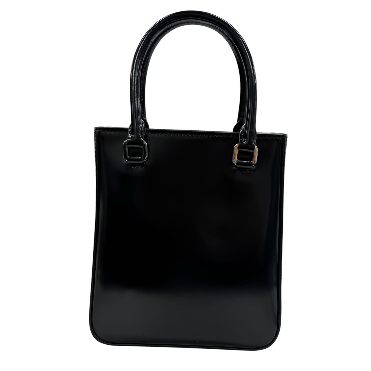 プラダ PRADA 1BA331 トライアングルロゴ スモールブラッシュド トート ブラック - 画像 (3)