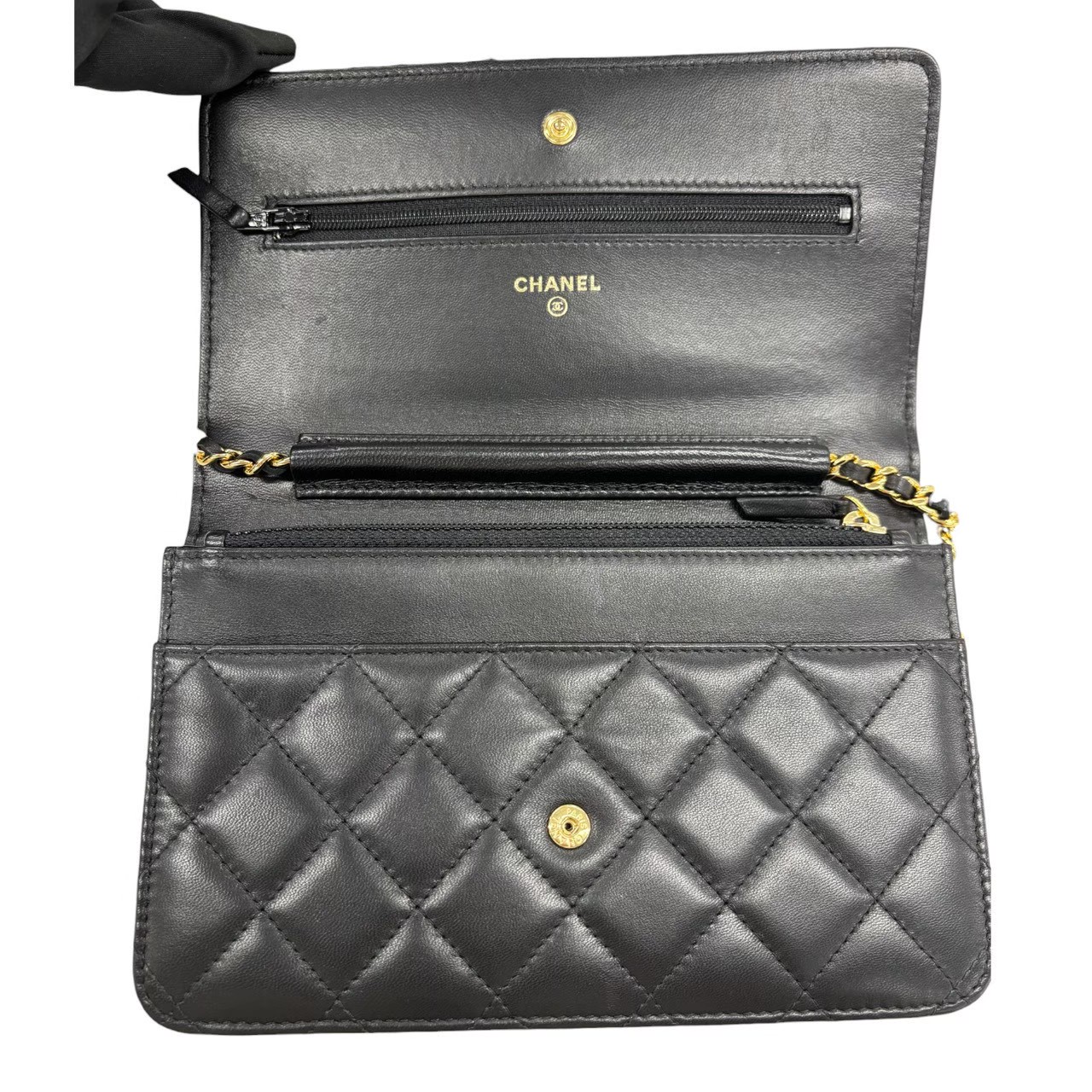 CHANEL シャネル AP0250 マトラッセ チェーンウォレット ゴールド金具 ラムスキン (2018年頃) ブラック - 画像 (7)