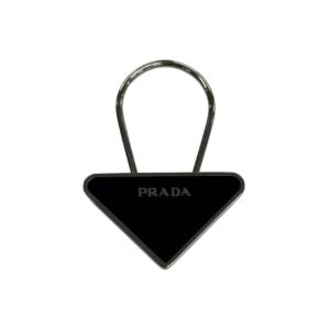 PRADA プラダ M713 トライアングル ロゴ キーリング ネロ ブラック×シルバー