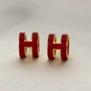 HERMÈS エルメス ポップアッシュ ピアス ルージュ×ゴールド