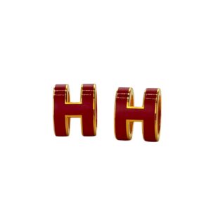 HERMÈS エルメス ポップアッシュ ピアス ルージュ×ゴールド