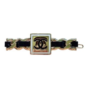 CHANEL シャネル AB6775 ココマークチェーンデザイン バレッタ 2021年秋冬コレクション ブラック×ゴールド